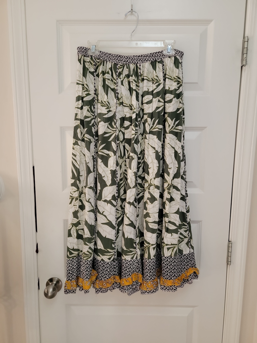 Philosophy Olive Green and White Floral Maxi Skirt with Yellow Border - Picture 1 of 8